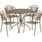 Emma and Oliver Commercial 35.25" Round Metal Garden Patio Table Set w/ 4 Round Back Chairs